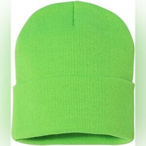 Lime Green Knit Winter Beanie One Size NWOT